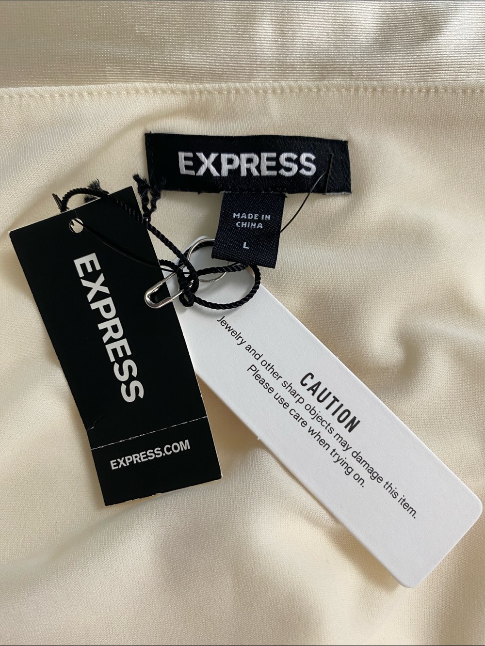 Express Satin Draped Shoulder Top | Swan - Picture 13 of 16
